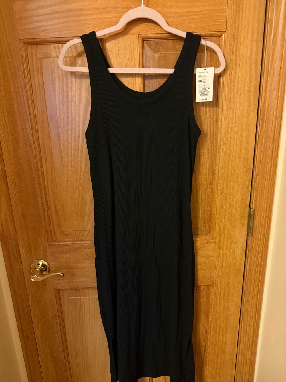 a new day Black Ribbed Sleeveless Midi Dress